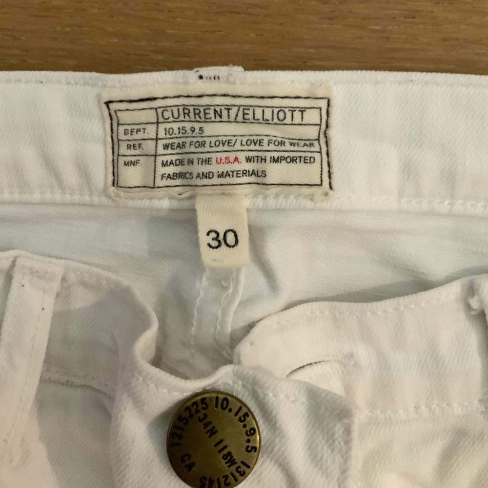 Current Elliott white jeans with rips